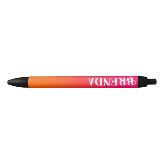 Stylo Noir Gradient rose et orange brillant Personnalisé (Devant)