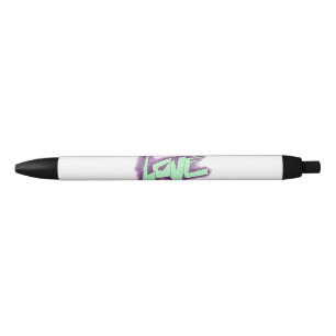 Stylo Noir graffiti d'amour violet vert menthe typographie po