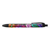 Stylo Noir Graffiti Style Fleurs & Ladybug rose violet rouge (Haut)