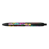 Stylo Noir Graffiti Style Fleurs & Ladybug rose violet rouge (Dos)