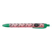 Stylo Noir Graines de pastèque fruit rose rouge faux brillant (Bas)