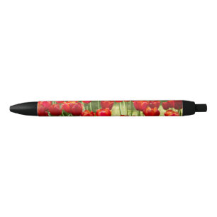 Stylo Noir Grand champ de tulipes rouges