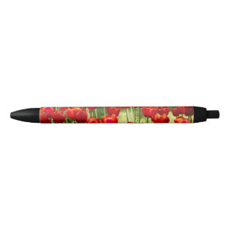 Stylo Noir Grand champ de tulipes rouges