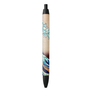 Stylo Noir Grande vague au large de Kanagawa japonais Vintage