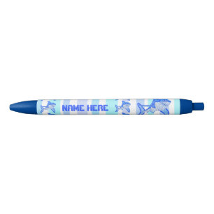 Stylo Noir Grandes rayures colorées de mer de requin blanc d