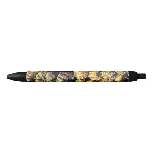 Stylo Noir Grappes de citrouilles rayées (Devant)