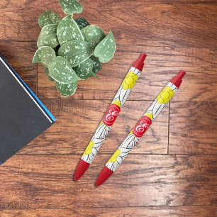 Stylo Noir Gras Edelweiss Motif Monogram Pen