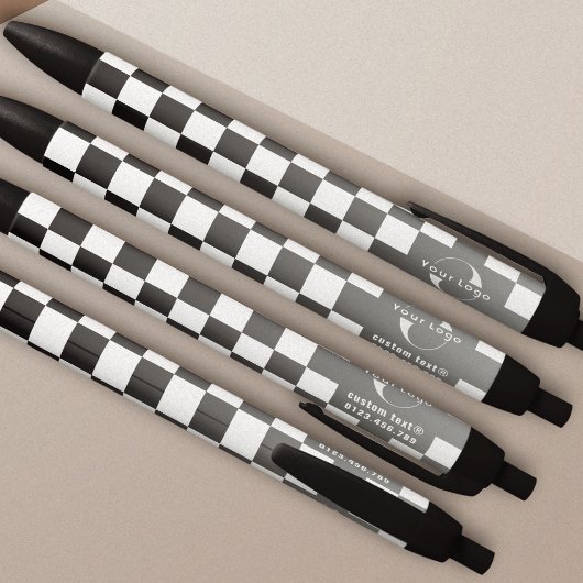 Stylo Noir Gray & white logo Entreprise marque Checkers