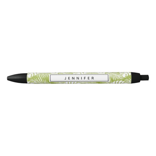 Stylo Noir Green Palm Feuille Rainforest Motif (Devant)