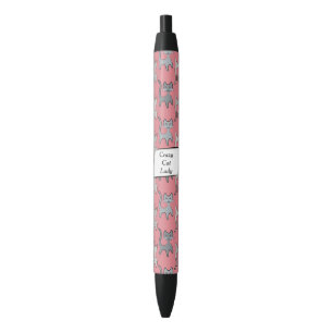 Stylo Noir Gris graphique de motif de rétro chat