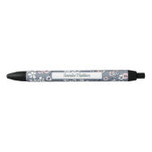 Stylo Noir Gris rose blanc Bohème Floral Ditsy Monogramme (Devant)