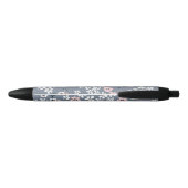 Stylo Noir Gris rose blanc Bohème Floral Ditsy Monogramme (Dos)