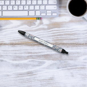Stylo Noir Gris rose blanc Bohème Floral Ditsy Monogramme