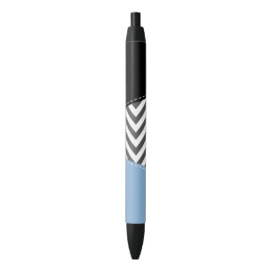 Stylo Noir Gris Zigzag, Gris Chevron, Motif Zigzag, Bleu