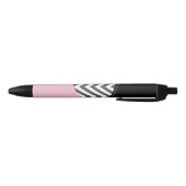 Stylo Noir Gris Zigzag, Gris Chevron, Motif Zigzag, Rose (Bas)