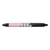 Stylo Noir Gris Zigzag, Gris Chevron, Motif Zigzag, Rose (Dos)