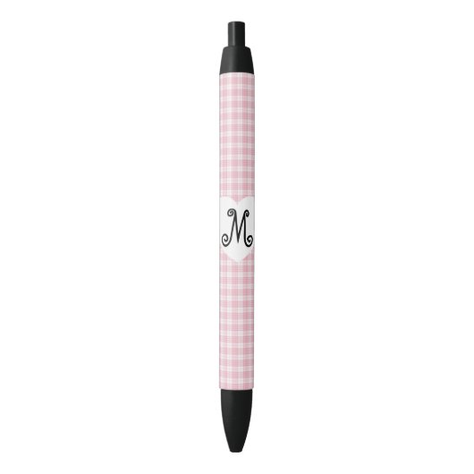 Stylo Noir Guingan rose avec un coeur (devant Vertical)