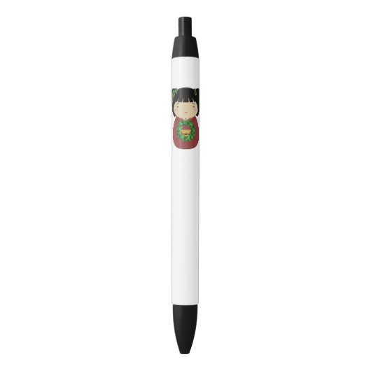 Stylo Noir Guirlande de Noël de Kokeshi (devant Vertical)