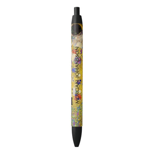 Stylo Noir Gustav Klimt – Le Baiser – Texte personnalisé (devant Vertical)