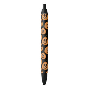 Stylo Noir Halloween citrouille motif noir orange mignon