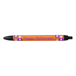 Stylo Noir Halloween huent les carrés pourpres et oranges de