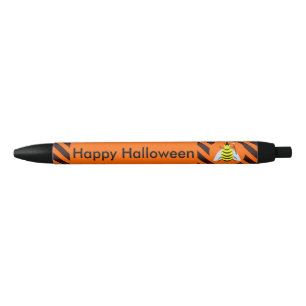 Stylo Noir Halloween Magic Bee Witch Orange et Black Stripes