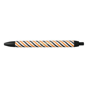 Stylo Noir Halloween Orange Stripes Monogramme Style Chic