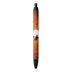 Stylo Noir Halloween sorcière Pleine lune