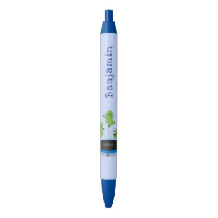 Stylo Noir Haricots verts mignons sur dessin animé trampoline