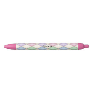 Stylo Noir Harlequin coloré Chèque Diamant Personnalisé