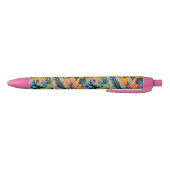 Stylo Noir Hawaiian Tropical Feuilles Et Plante Imprimer Moti (Bas)