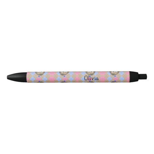Stylo Noir Hérisson Plaid (Devant)