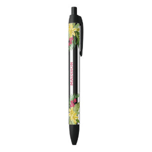 Stylo Noir Hibiscus blanc et noir