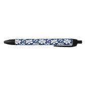 Stylo Noir hibiscus bleu et blanc (Bas)