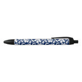 Stylo Noir hibiscus bleu et blanc (Haut)
