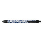 Stylo Noir hibiscus bleu et blanc (Dos)