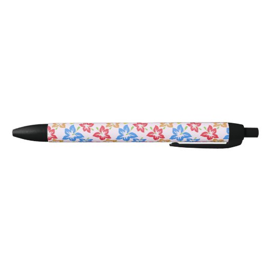 Stylo Noir Hibiscus Coloré, Motif Des Fleurs (Bas)