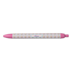 Stylo Noir Hibou à rayures transversales motif pastel