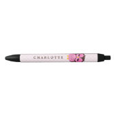 Stylo Noir Hibou lunatique rose mignon (Devant)