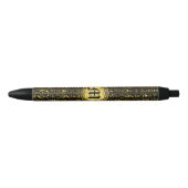 Stylo Noir Hiéroglyphes antiques égyptiens d'or de monogramme (Devant)