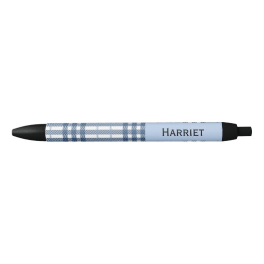 Stylo Noir Highland Blue Plaid Custom Name  (Devant)