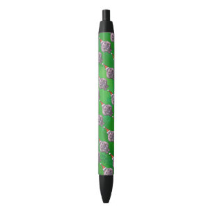 Stylo Noir Hippo à Santa Hat Motif sur vert