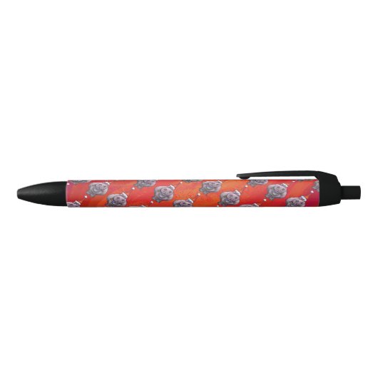 Stylo Noir Hippo mignon à Santa Hat Motif en rouge (Haut)