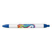 Stylo Noir Hippocampe polygonal arc-en-ciel (Devant)