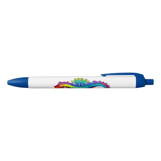 Stylo Noir Hippocampe polygonal arc-en-ciel (Haut)