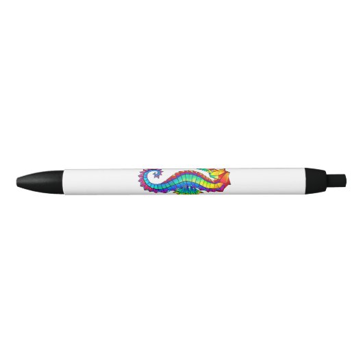 Stylo Noir Hippocampe polygonal arc-en-ciel (Devant)
