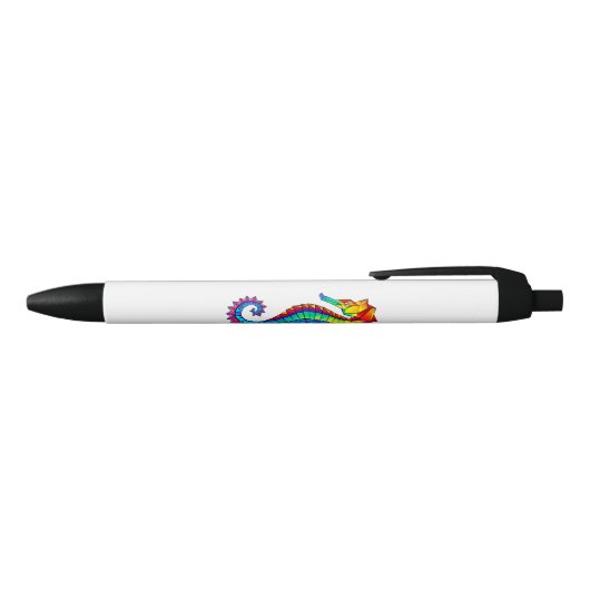 Stylo Noir Hippocampe polygonal arc-en-ciel (Haut)
