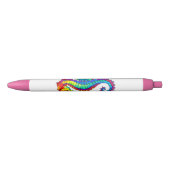 Stylo Noir Hippocampe polygonal arc-en-ciel (Devant)