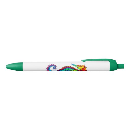 Stylo Noir Hippocampe polygonal arc-en-ciel (Haut)