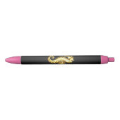 Stylo Noir Hippocampe Polygonal Or (Devant)